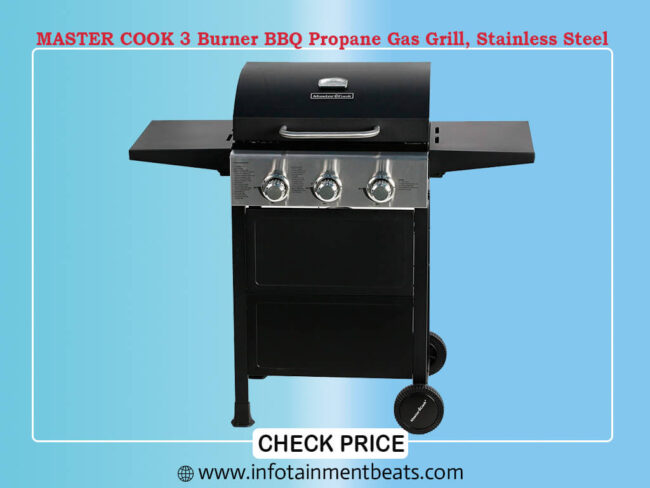 MASTER COOK 3 Burner BBQ Propane Gas Grill, Stainless Steel