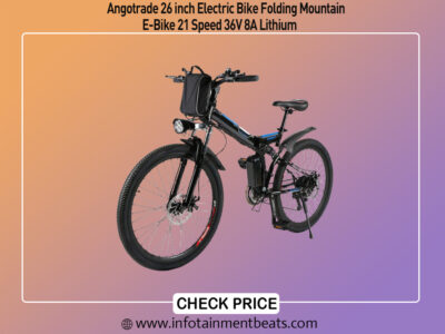 Angotrade 26 inch Electric Bike Folding Mountain E-Bike 21 Speed 36V 8A Lithium