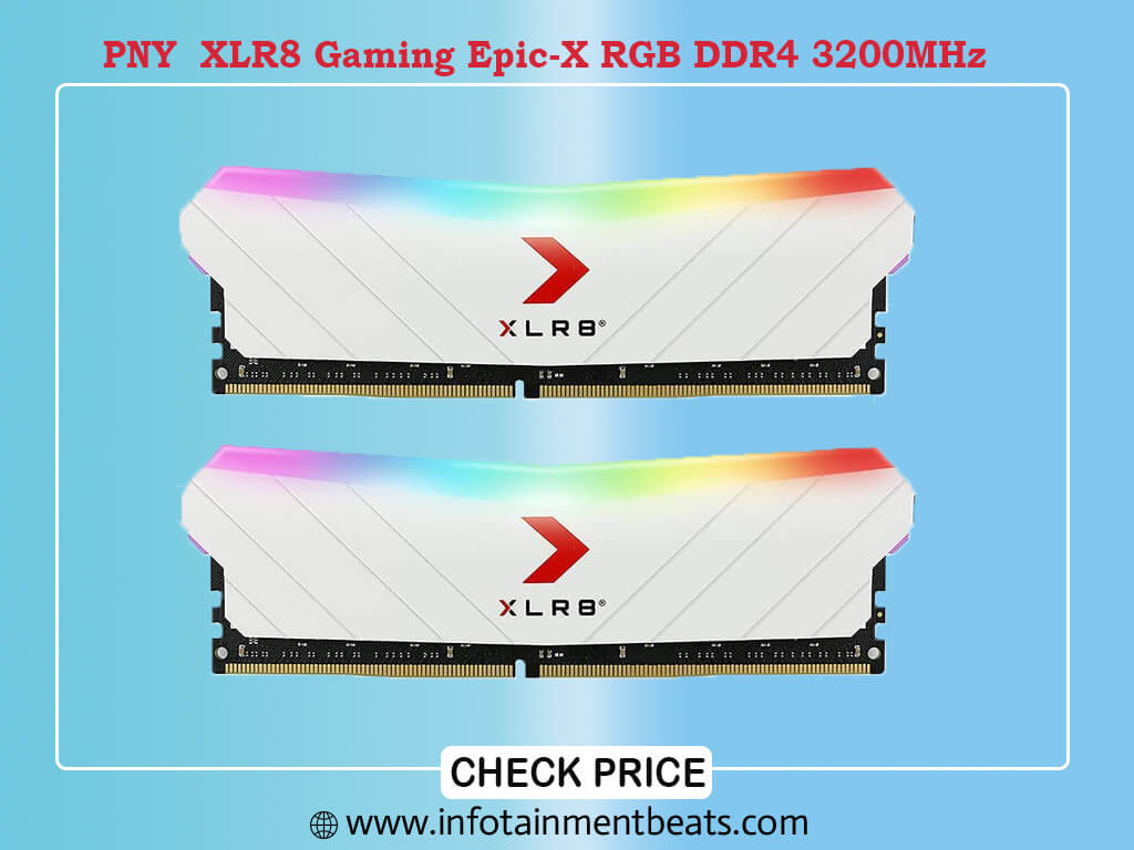 PNY 32GB (2x16GB) XLR8 Gaming Epic-X RGB DDR4 3200MHz Desktop Memory RAM White Edition
