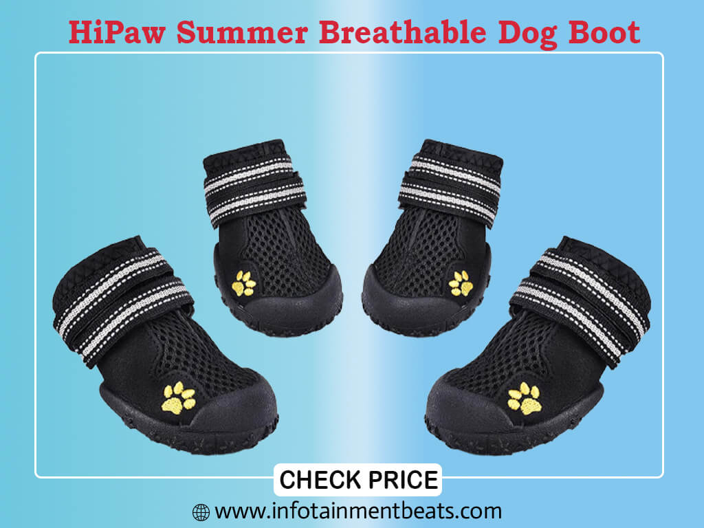 HiPaw Summer Breathable Dog Boot Reflective Strap Rugged Non Slip Sole for Hot Pavement