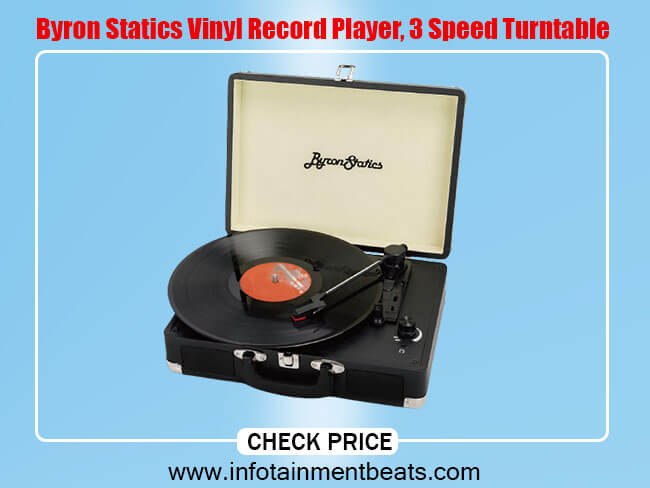 Byron Statics Vinyl Record Player, 3 Speed Turntable