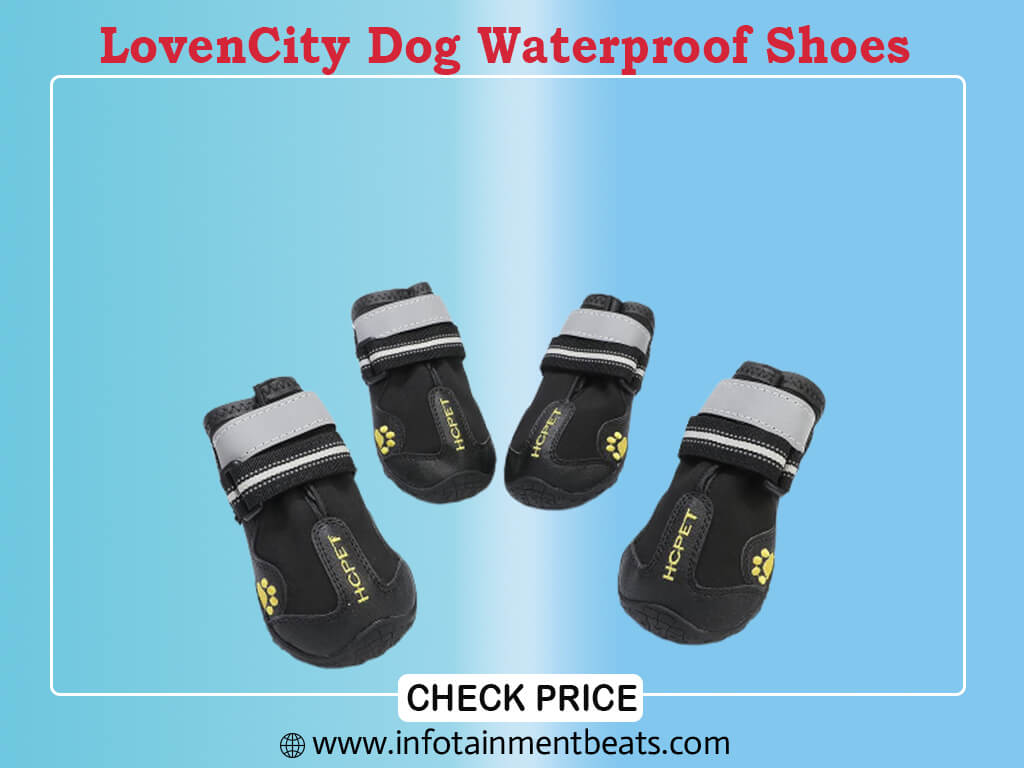 LovenCity Dog Boots Dog Waterproof Shoes with Adjustable Reflective Straps