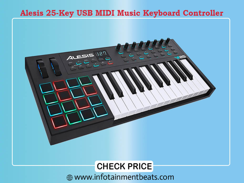 Alesis VI25 25-Key USB MIDI Keyboard Controller with 16 Pads, 16 Assignable Knobs,