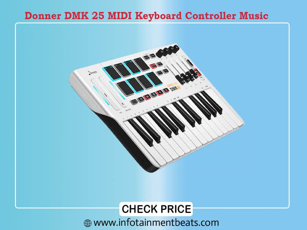 Donner DMK 25 MIDI Keyboard Controller Music Mini Key With 8 Backlit Drum Pads, 4
