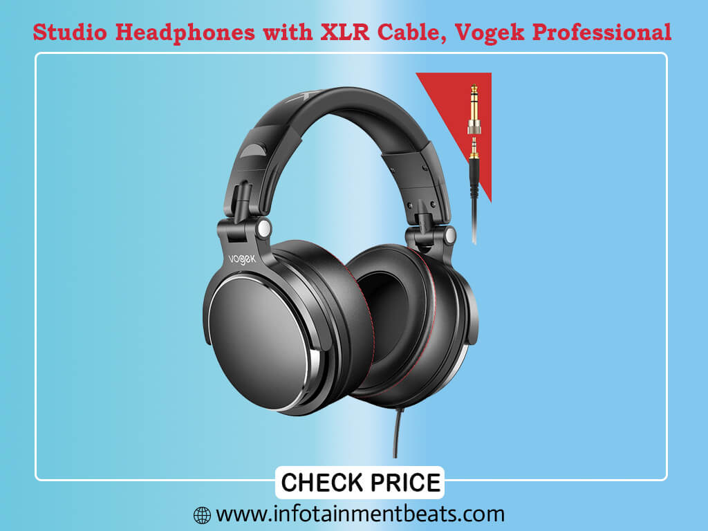  Studio Headphones with 6.6ft XLR Cable, Vogek Professional DJ Headphones Mixing DJ