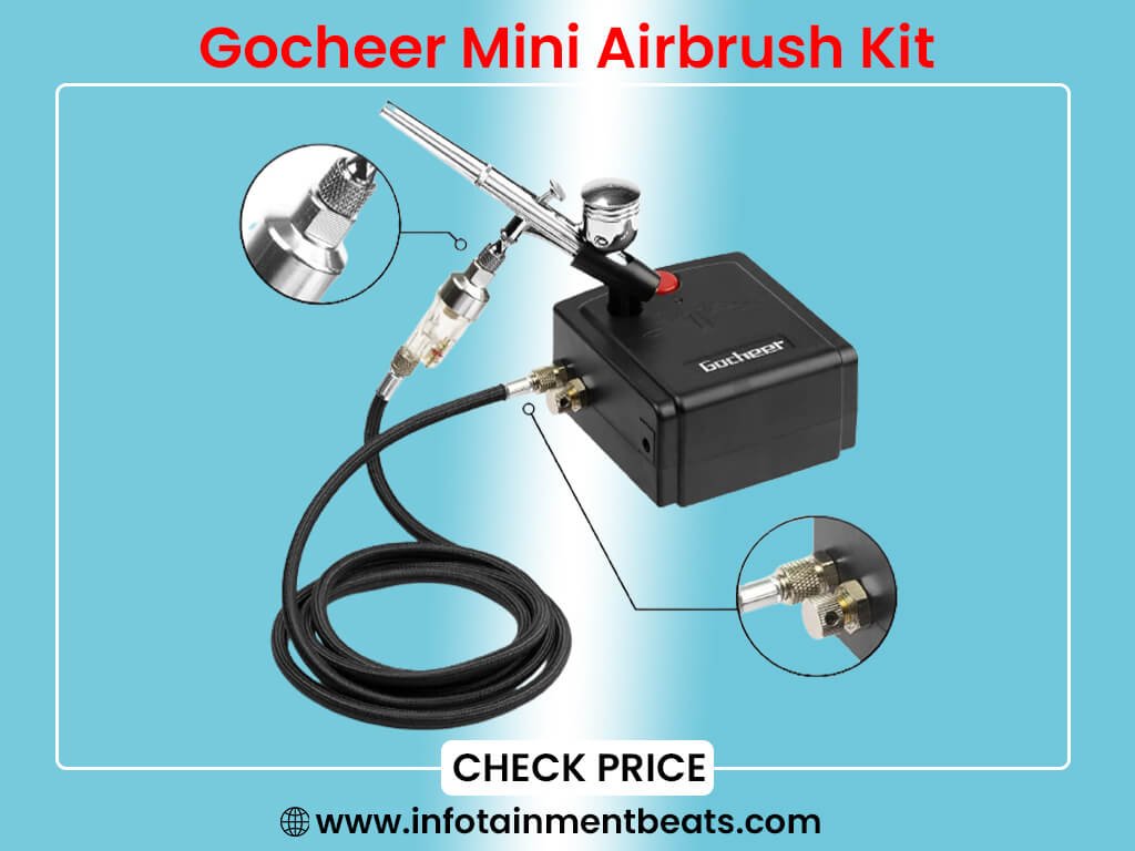 Gocheer Mini Airbrush Kit, Dual-Action Air Brush Pen Gravity Feed