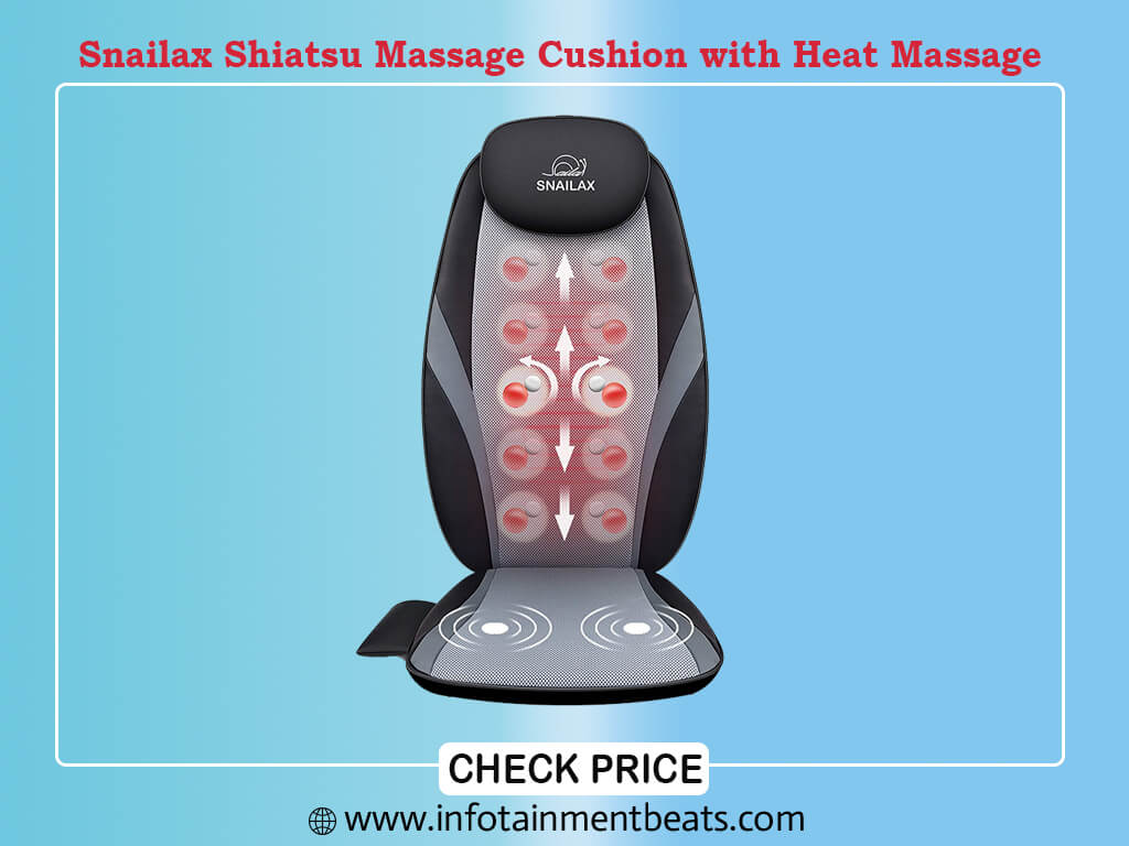  Snailax Shiatsu Massage Cushion with Heat Massage Chair Pad Kneading Back Massager for Home Office Seat use