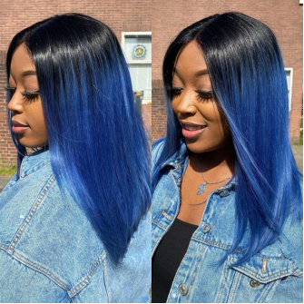 Size/Cap Construction Of Blue And Black Lace Wig